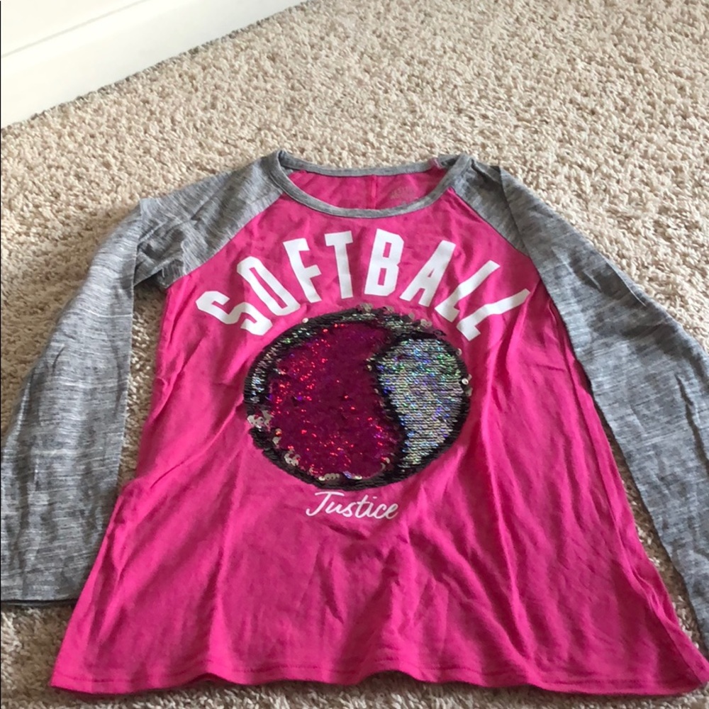 Long sleeve softball flip sequence shirt
